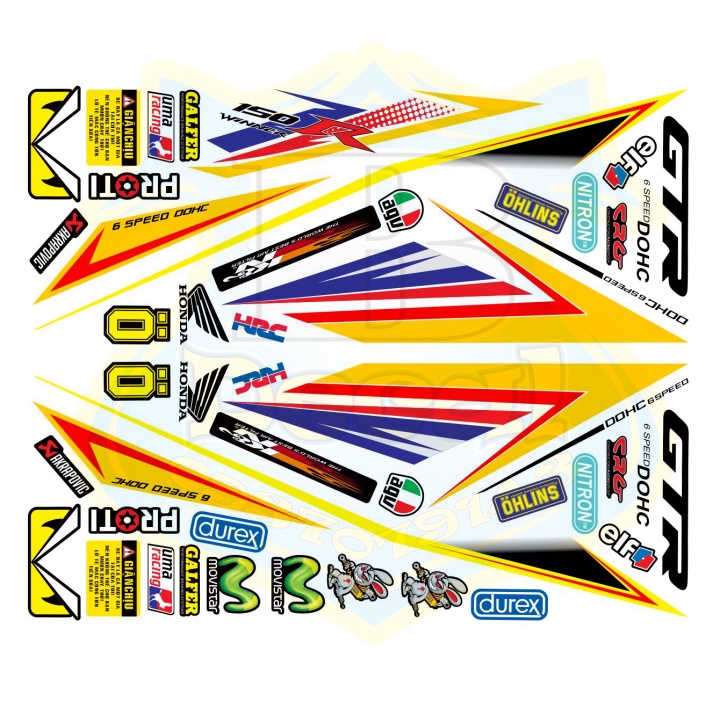 ( Quí khách vui lòng mang ra tiệm cho thợ dán ) Tem winner RS tổ ong đỏ đen