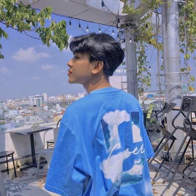 (Video ảnh thật) Áo phông rộng xanh U co ver