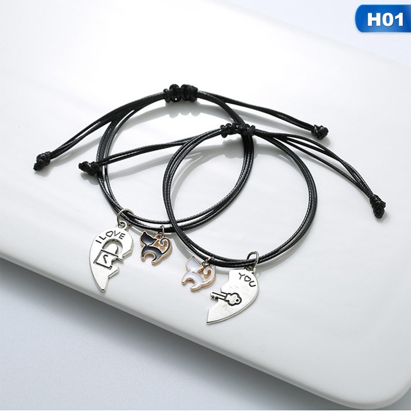 Set 2 vòng đeo tay thời trang hình mèo đáng yêu cho cặp đôi