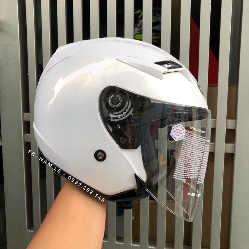 KYT 3/4 trắng 2 kính kèm quà tặng