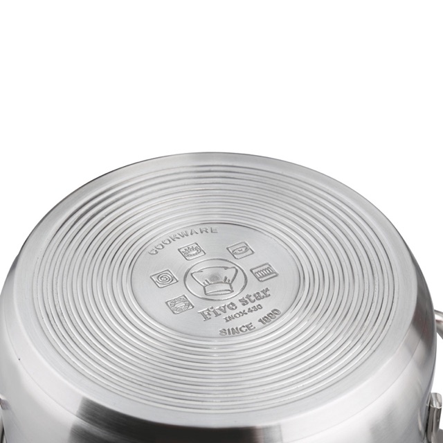 Nồi inox 3 đáy nắp kính FiveStar 20cm N203DG