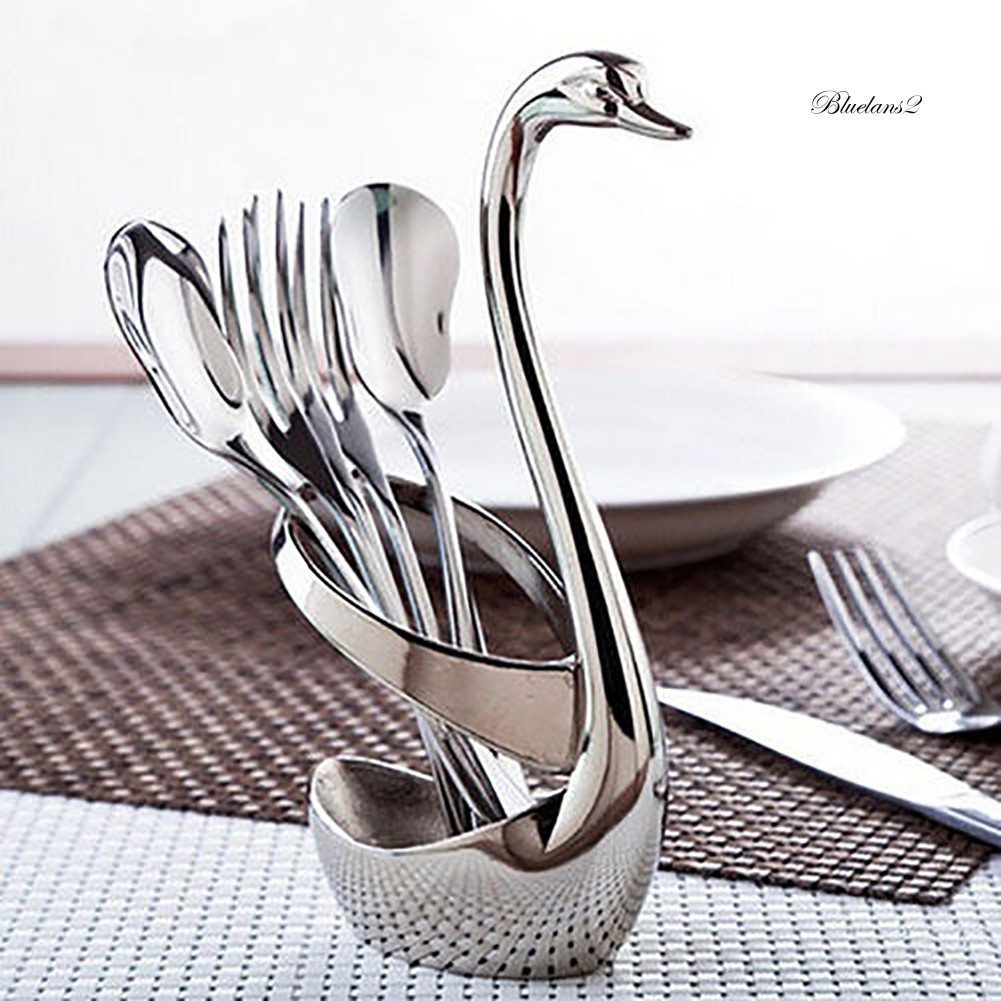 Giá Đựng Muỗng Nĩa Dao Hình Thiên Nga Ngăn Bằng Thép Không Gỉ