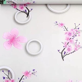 10m giấy dán tường sẵn keo hoa đào hồng kt:10m x 45cm