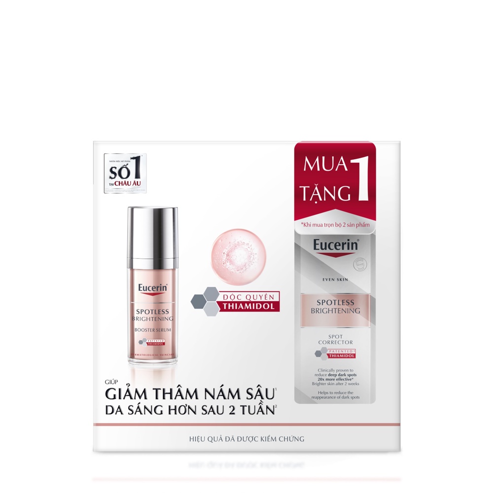 Bộ Đôi Giảm Thâm Nám &amp; Dưỡng Trắng Eucerin (Spotless Brightening Booster Serum 30ml&amp; Spotless Brightening Corrector 5ml)