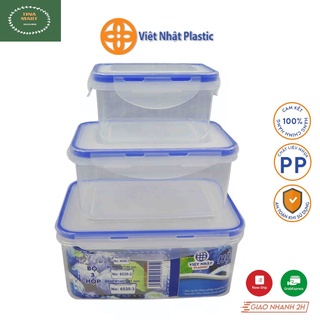 Set bộ 3 hộp nhựa đựng thực phẩm việt nhật chính hãng