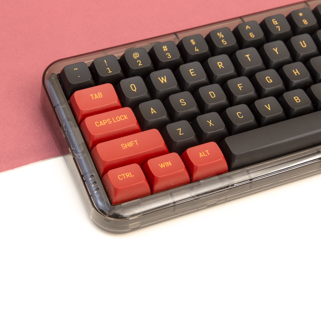 Black Red Doubleshot Keycap CSA Profile Nắp Gắn Bàn Phím Cơ Màu Đỏ Đen 150 Phím 61 68 71 84 87 98 100 104 RK MK