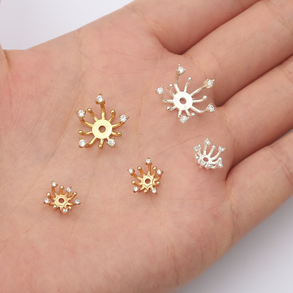 Nút đồng đính đá zircon BEADIA chèn giữ phụ kiện làm đồ trang sức thủ công