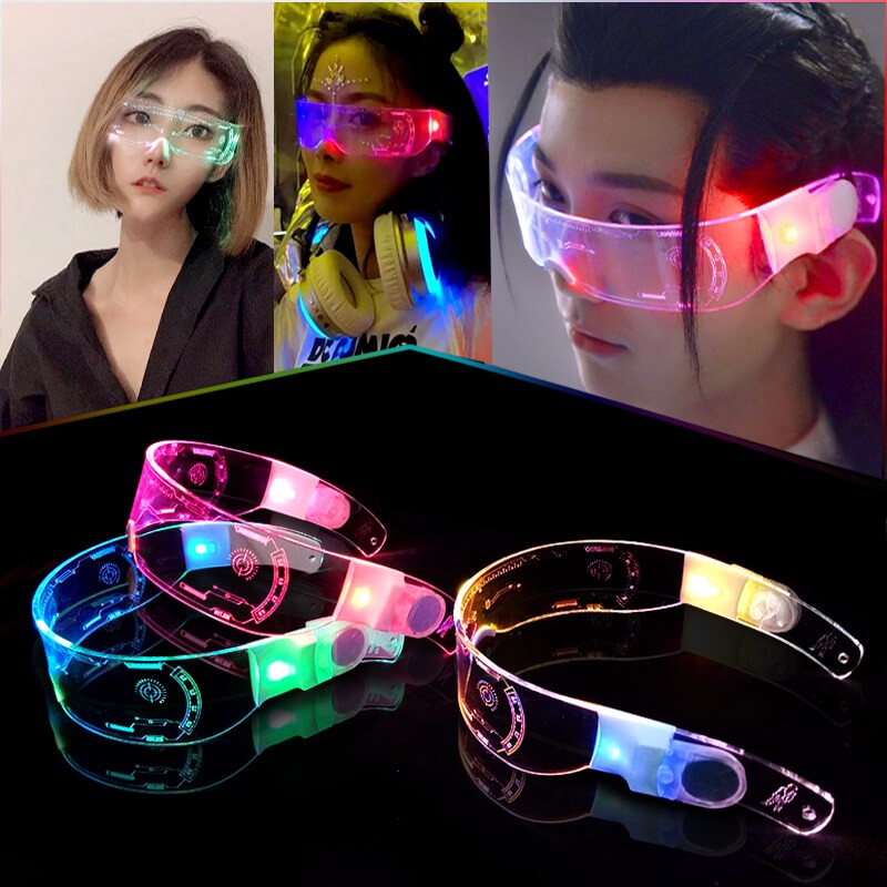 kính mắt đèn led trong suốt phụ kiện quay tiktok hiệu ứng đổi 7 màu hot tiktok