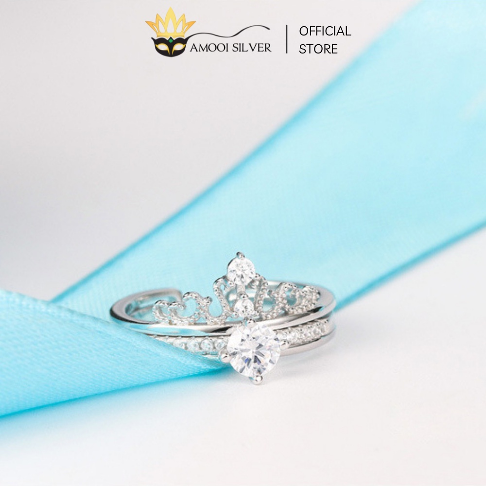 Nhẫn Bạc S925 Freesize Mẫu Vương Miện Miss Universe 2 trong 1 - Amooi Silver AN19