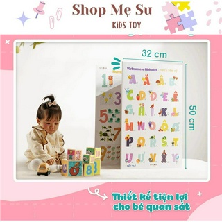 Bảng gấp thông thái Lalala Baby kích thước lớn nhiều chủ đề song ngữ Anh - Việt giấy cứng 2 mặt