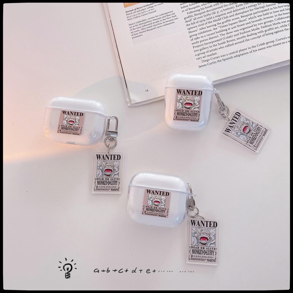 Vỏ Bảo Vệ Hộp Sạc Tai Nghe AirPods 1 2 pro 3 2021 gen3 Không Dây Chất Liệu Tpu Silicon Mềm Trong Suốt Hình One Piece Luffy
