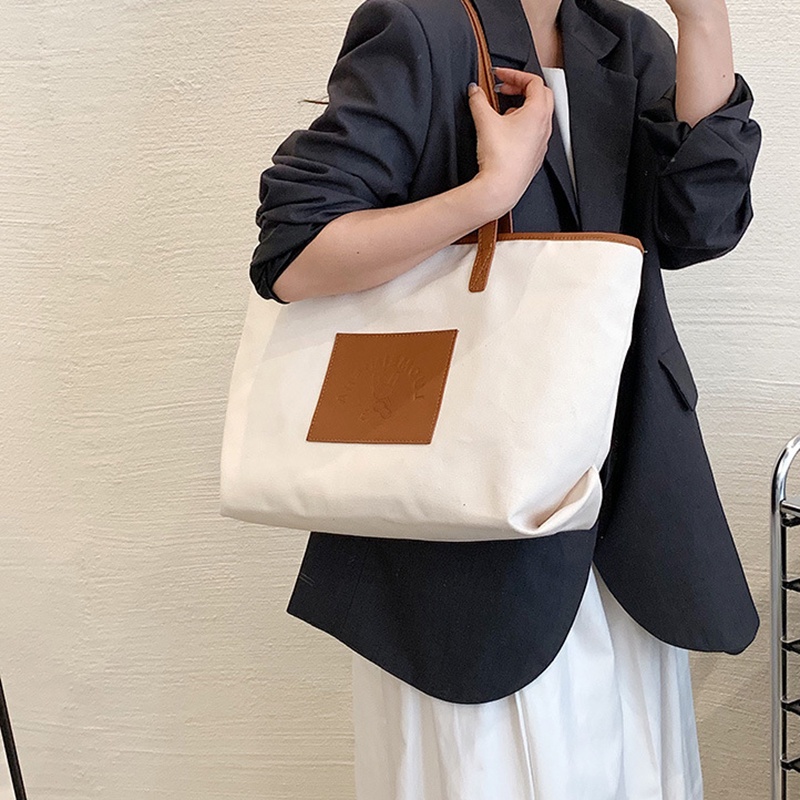 Túi Đeo Vai Bằng Vải canvas Kích Thước Lớn Phong Cách Hàn Quốc Dành Cho Nữ