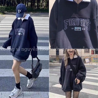 áo sweater nữ chất nỉ dày dặn form rộng in chữ FORUYES kéo khóa cổ unisex mặc thu đông đẹp chuẩn ảnh