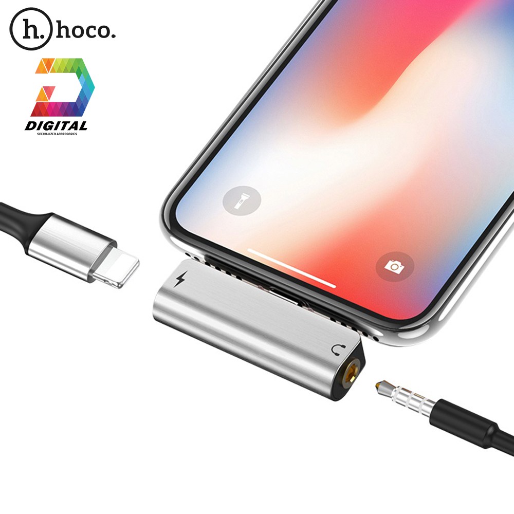 Jack Chia Cổng Lightning Ra 3.5mm 1 Ra 2 Chính Hãng Hoco LS25