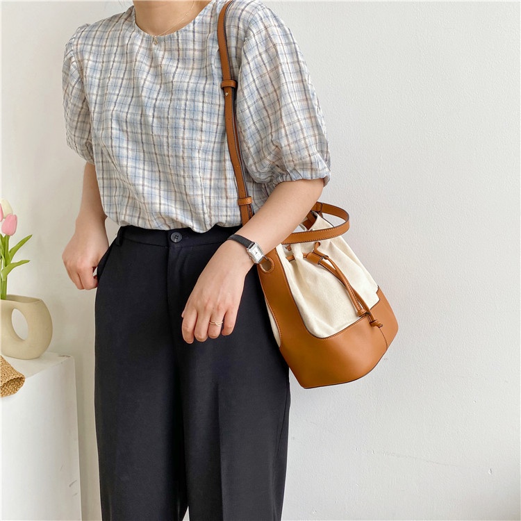 Túi Xách Bucket Chất Liệu Canvas Phong Cách Thời Trang Hàn Quốc 2022