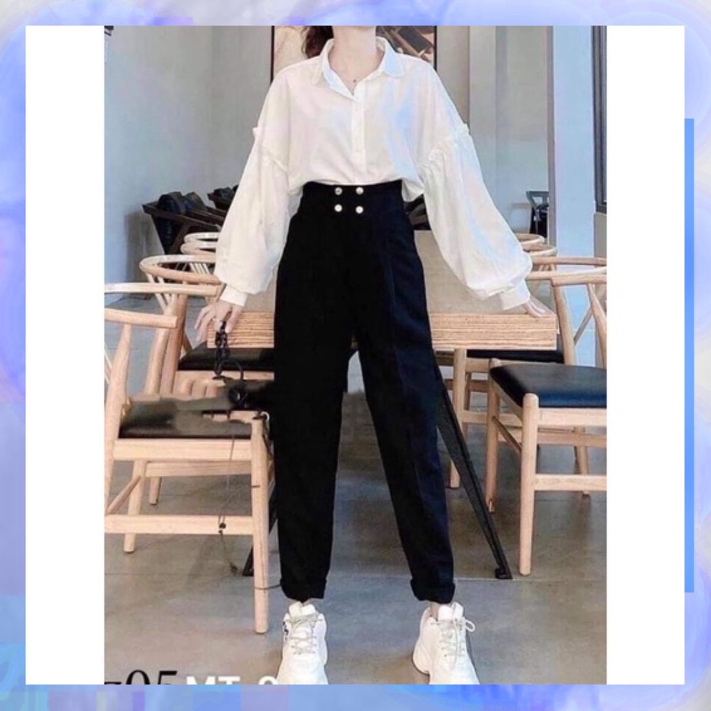 Quần baggy 4 cúc tuyết mưa cạp siêu cao về kho