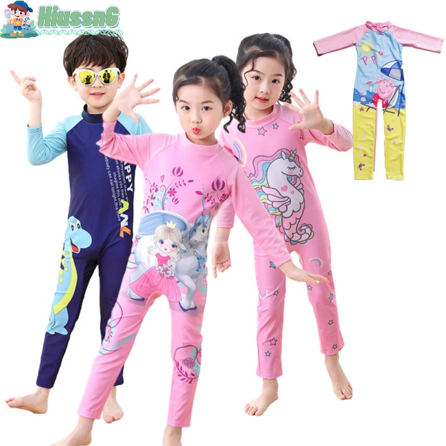 Bộ Đồ Bơi Dài Tay Chống Nắng Họa Tiết Hoạt Hình Cho Bé Từ 3-11 Tuổi