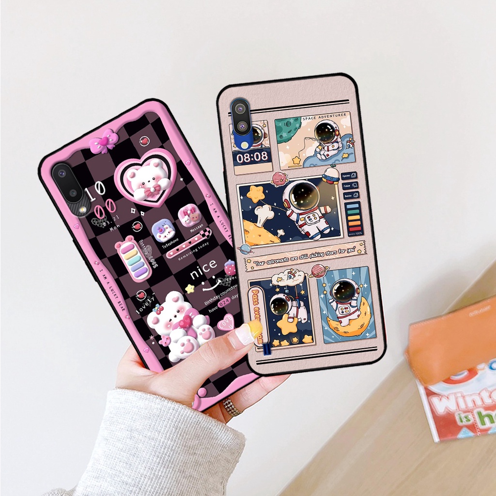 Ốp lưng Samsung A01 / A02 / A10 / M10 hình gấu, vũ trụ ngân hà chibi. ốp chống sốc bền đẹp