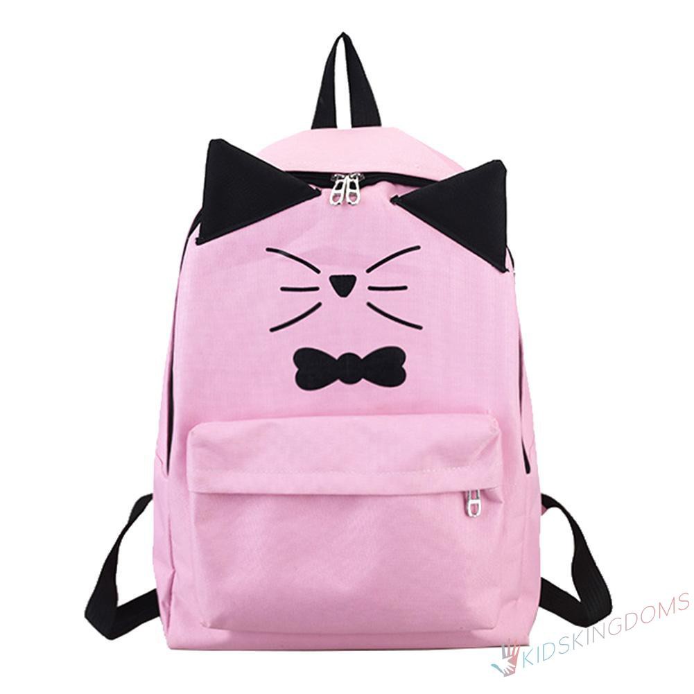 【Big Sale】Women PU Leather Lovely Cartoon Cat Printed Causal Backpack Shoulder Bag