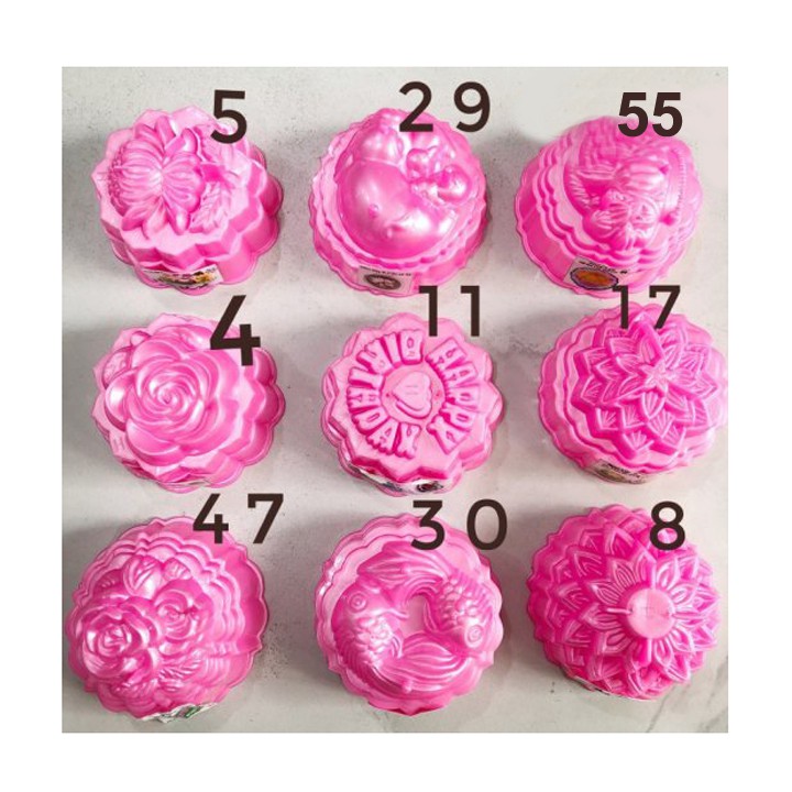 Khuôn rau câu trung thu HỒNG 9cm nhựa tròn vuông mẫu hoa hồng, cúc, ngũ quả, happy birthday Phúc Lộc Thọ Tài - Mold