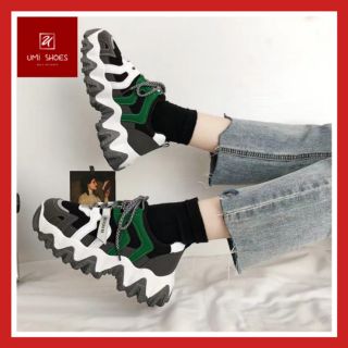 Giày thể thao nữ Ulzzang F.BONE đế cao răng cưa cá tính độc lạ mẫu mới hot trắng đen xanh phản quang phát sáng êm mềm