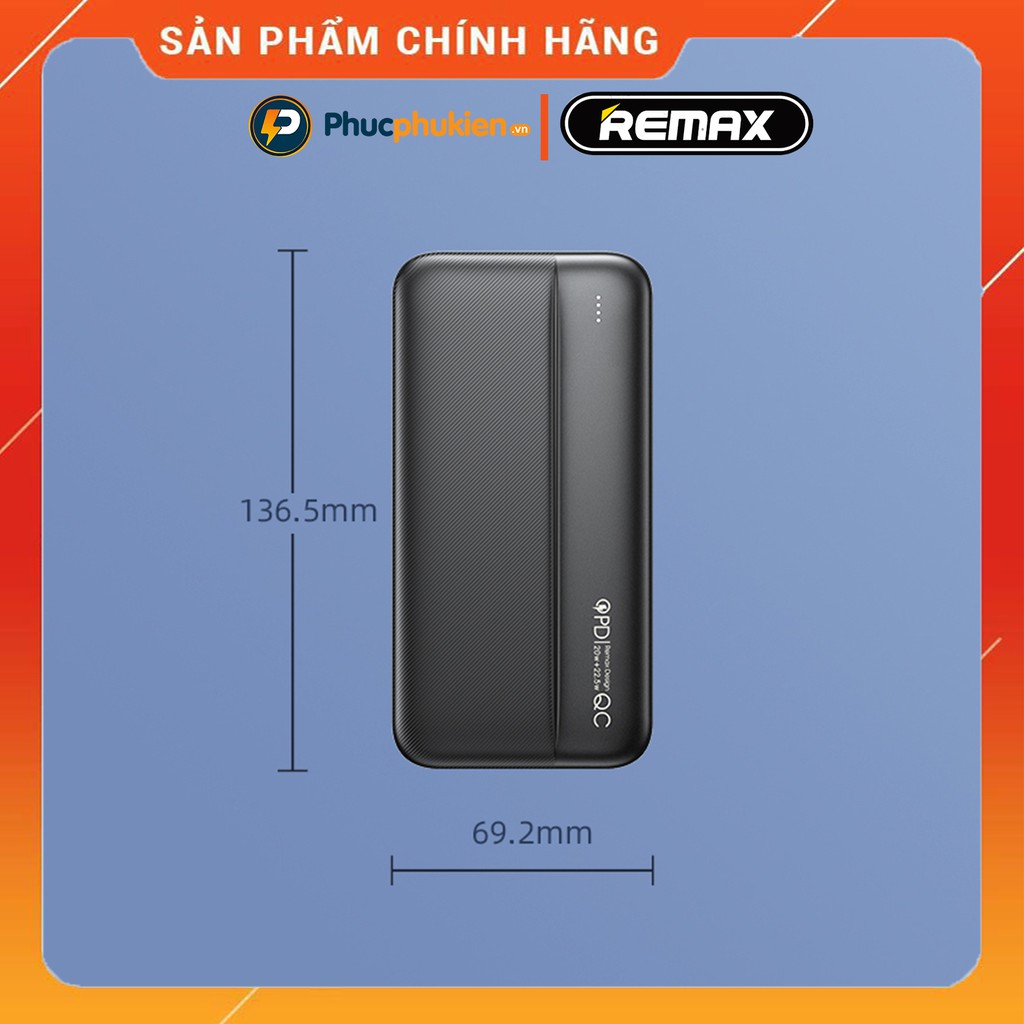 Sạc dự phòng 10000mah chính hãng Remax RPP 212 sạc nhanh iPhone 18w 20w và 22.5w - Phúc Phụ Kiện