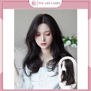 Tóc giả nguyên đầu xoăn sóng ngắn không mái chất sợi tơ cao cấp tặng lưới đội