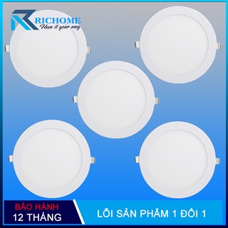 Bộ 5 đèn âm trần, đèn led âm trần siêu mỏng tròn 9w ánh sáng trắng