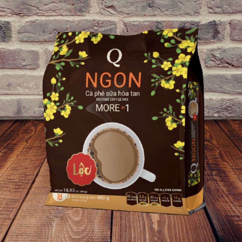 Cafe sữa hoà tan 3 in 1 Ngon Trần Quang (túi 24 gói x 20g)