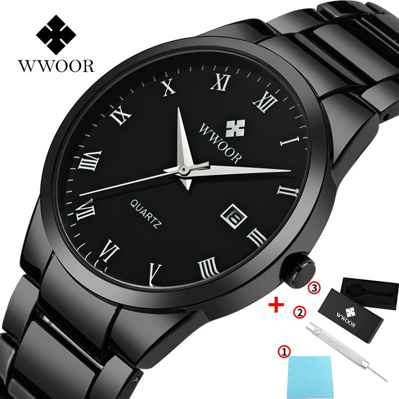 WWOOR  Đồng hồ Quartz  chống thấm nước kiểu dáng hợp thời trang có thể xem lịch 8830