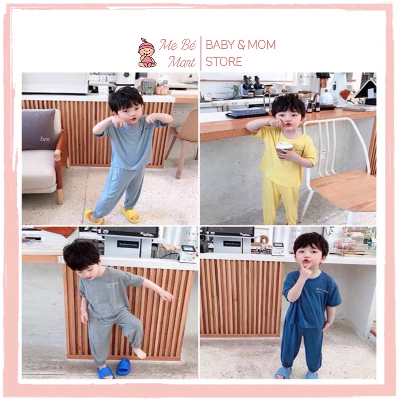 BỘ ALIBABA QUẦN DÀI ÁO CỘC THUN LẠNH MINKY MOM CHO BÉ 6-16kg