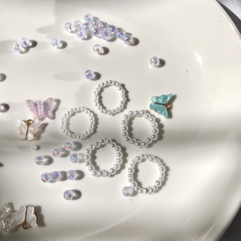 Beaded Rings - Nhẫn hạt giả ngọc trai trơn basic phong cách Hàn Quốc siêu dễ thương 🌈🌈🌈