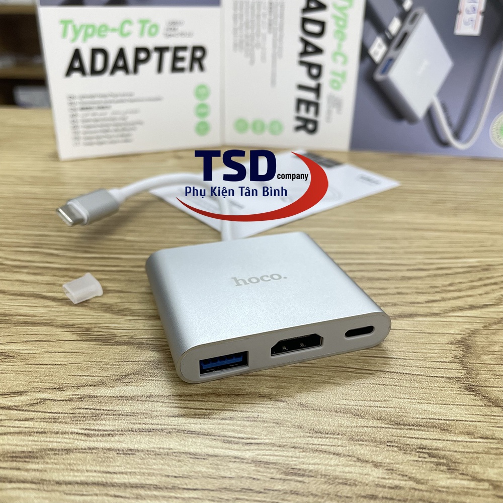 Hub Chuyển Type C Ra USB 3.0 , HDMI &amp; PD 2.0 Hoco HB14 Chính Hãng