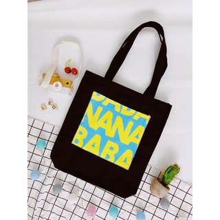 [Hình chụp thật] Túi Tote Túi Vải Leo Canvas Đen Đắp Banana