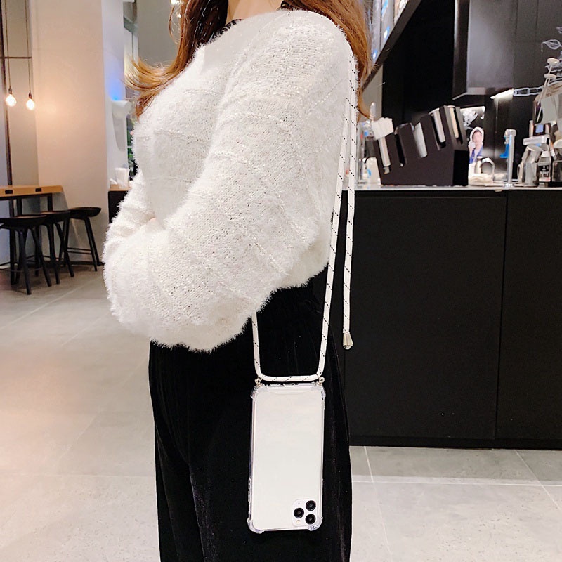 Ốp điện thoại TPU mềm trong suốt có dây đeo vai cho iPhone 6 7 8 Plus 11 Pro Max X XR XS Max