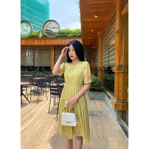 Đầm - váy tơ bồng rút dây tôn eo