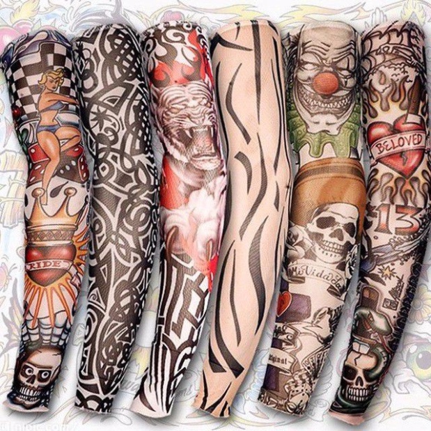 Găng Tay Chống Nắng Hình Săm Cho Nam Đi Phượt Tatoo-găng tay tay hình xăm