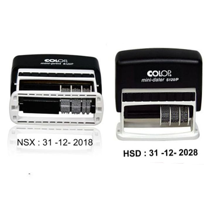 Dấu Ngày-Tháng-Năm Liền Mực có chữ NSX Hoặc HSD -COLOP S120P