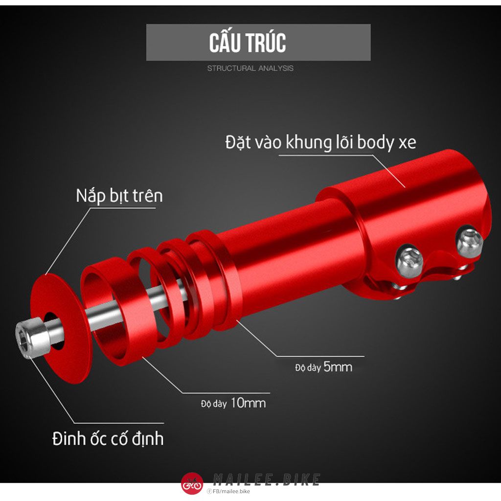 Trục Nâng Tay Lái Xe Đạp Điều Chỉnh Độ Cao Ghi Đông Giúp Thoải Mái Đạp Xe Chất Liệu Nhôm Bền Bỉ Cao 12 Cm Nâng 7 Cm