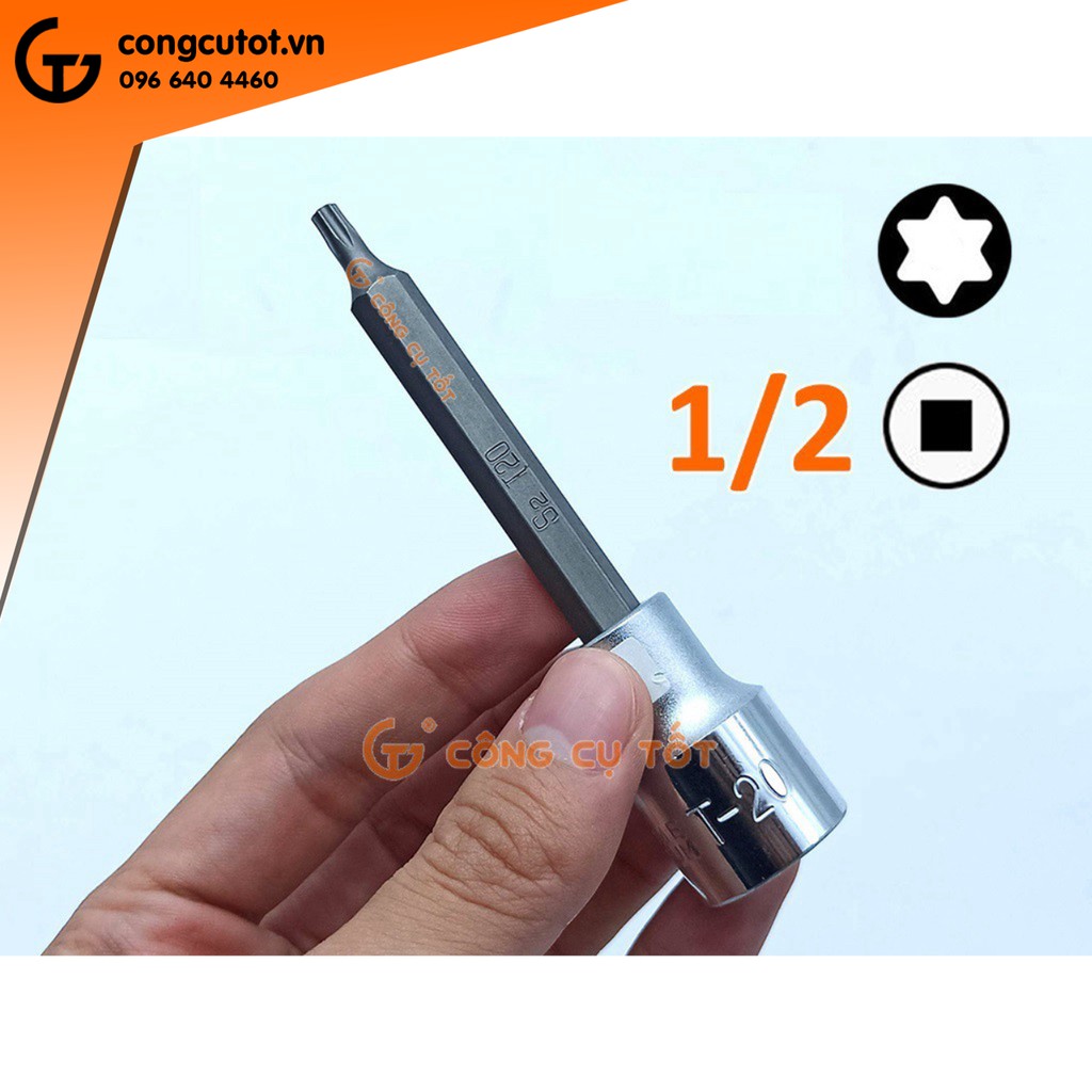 Đầu tuýp 1/2 mũi vít hình sao thép CrV