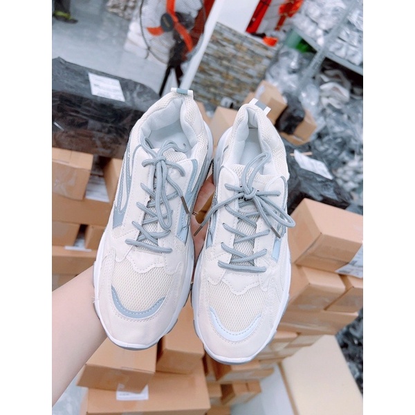 Bán Sỉ- Giày thể thao dạ quang phối xám độn đế 4cm