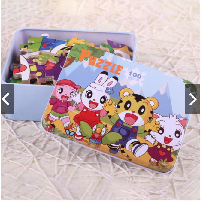 Bộ ghép hình 100 chi tiết hộp đựng thiếc (nhiều mẫu)