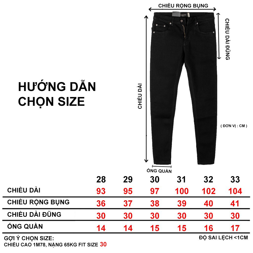 Quần Jeans nam đen trơn Galvin basic chất co giãn form slimfit QJGV32 - Leo Vatino !