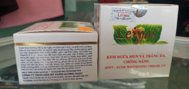 Kem ngăn ngừa mụn và trắng da chống nắng Leiyas 10g