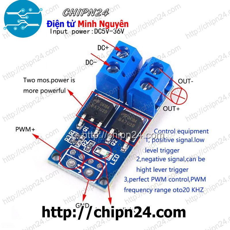 [1 pcs] Mạch Mosfet AOD4184 15A 400W 5V-36V