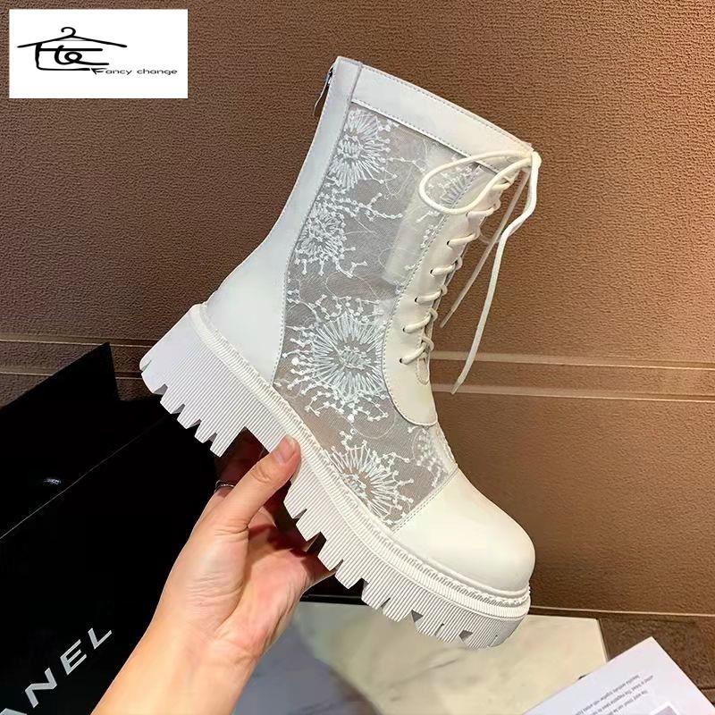 Giày Bốt Martin Dạng Lưới Rỗng Đế Dày Thoáng Khí Thời Trang Xuân Hè Kiểu Mới 2022 Cho Bạn Gái