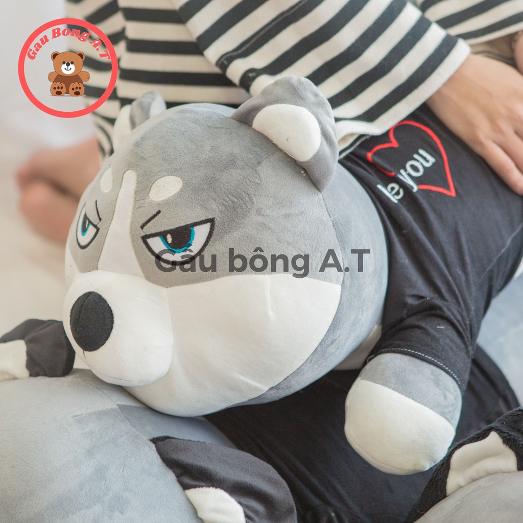 Gấu Bông Chó Ngáo Chó Husky siêu to khủng lồ, thú nhồi bông mặt ngáo, gối ôm chó ngáo size 1m-1m5