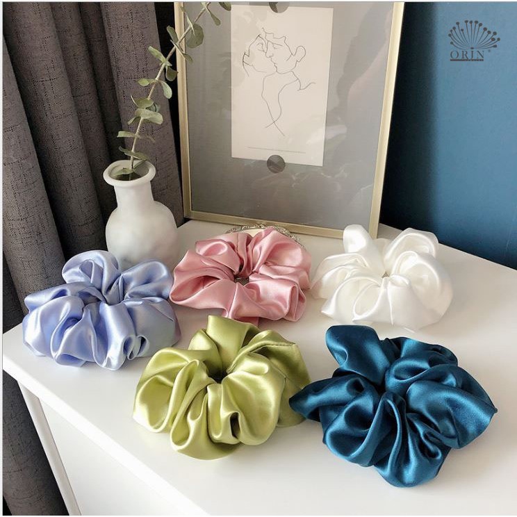 Dây Buộc Tóc Scrunchies FREESHIP Dây Cột Tóc Vải Phi Lụa Alvin Store Phụ Kiện Tóc Xinh Đẹp