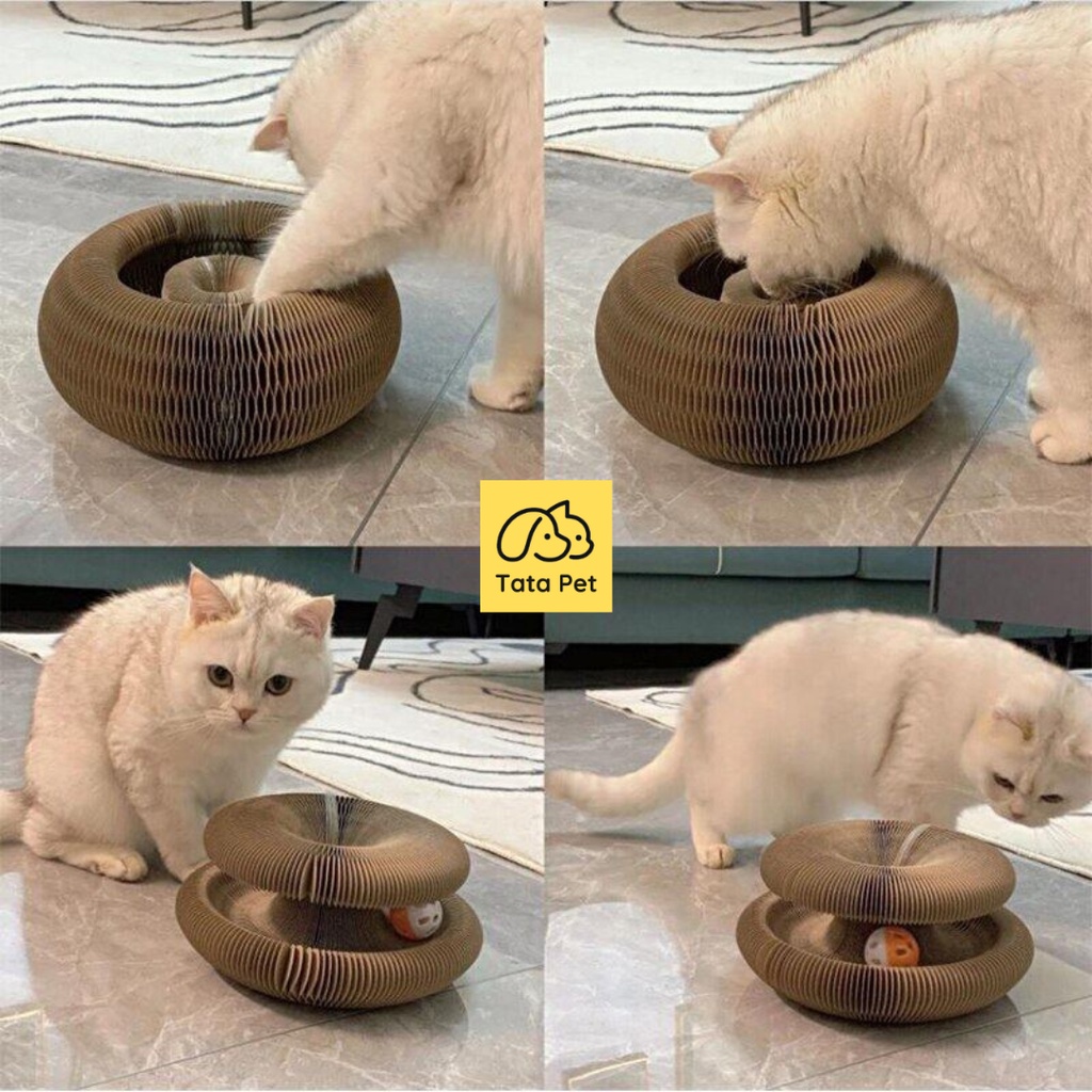 Đồ chơi bàn cào cào móng ma thuật xoay tròn cho mèo, Tặng kèm bóng