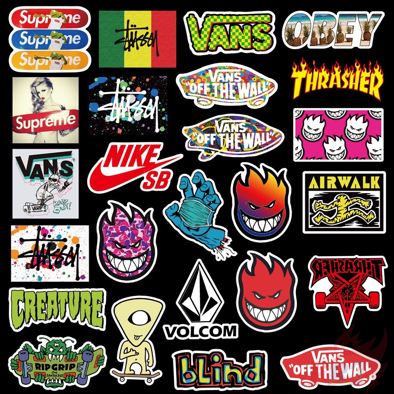 Set 100 nhãn dán cổ điển chống thấm nước phong cách hiphop thời trang DIY